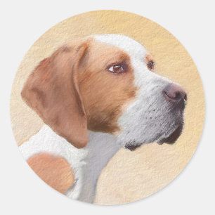 Sticker Rond Peinture de pointeur - jolie art original de chien