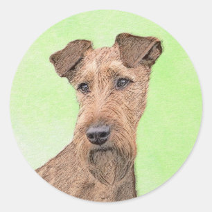 Sticker Rond Peinture de Terrier irlandais - Cute Original Dog 