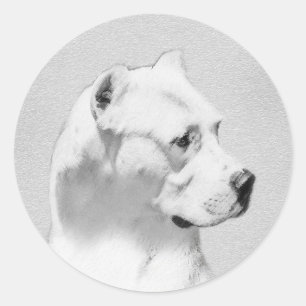 Sticker Rond Peinture Dogo Argentino - L'art original du chien