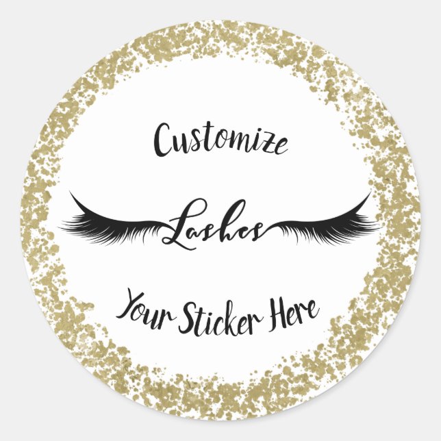 Sticker Rond Peinture d'or moderne Strot Glam Maquillage Eyelas (Devant)