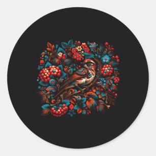 Sticker Rond Peinture d'Ukraine de Pracht Vogel Petrykivka 1