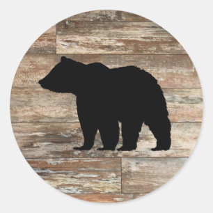 Sticker Rond Peinture en bois d'ours noir style rustique
