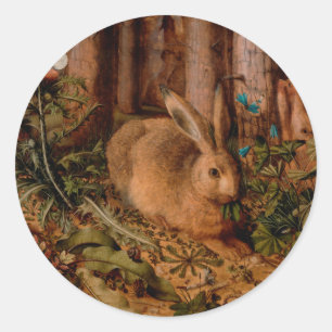 Sticker Rond Peinture européenne Rabbit Année Noël RS
