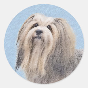 Sticker Rond Peinture Havanaise (Argent) - Cute Original Chien 