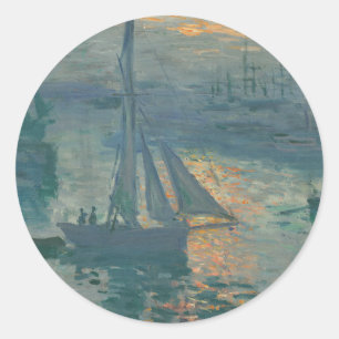 Sticker Rond Peinture impressionniste marine du lever de soleil