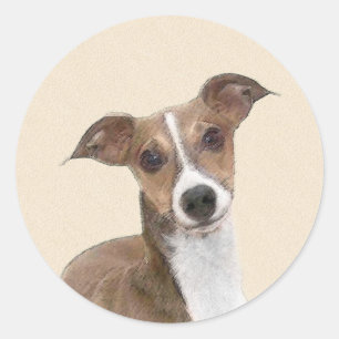 Sticker Rond Peinture italienne Greyhound - Cute Original Chien
