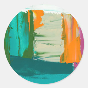 Sticker Rond Peinture libre multicolore d'expression