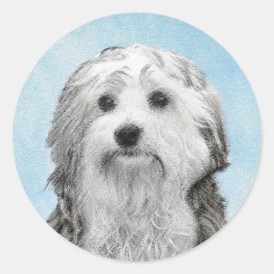 Sticker Rond Peinture Lowchen - Cute Original Chien Art