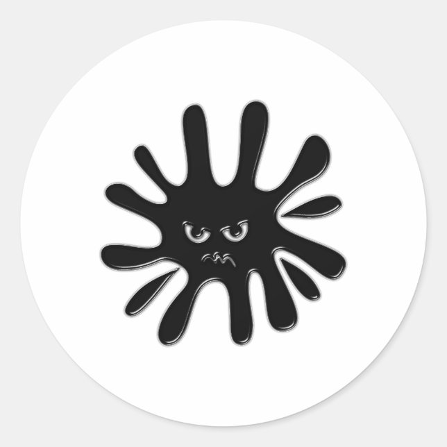 Sticker Rond Peinture noire en colère (Devant)