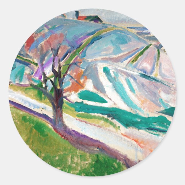 Sticker Rond Peinture paysagère Edward Munch (Devant)