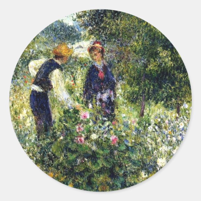 Sticker Rond Peinture Pierre-Auguste Renoir, Fleurs De Cuisson, (Devant)
