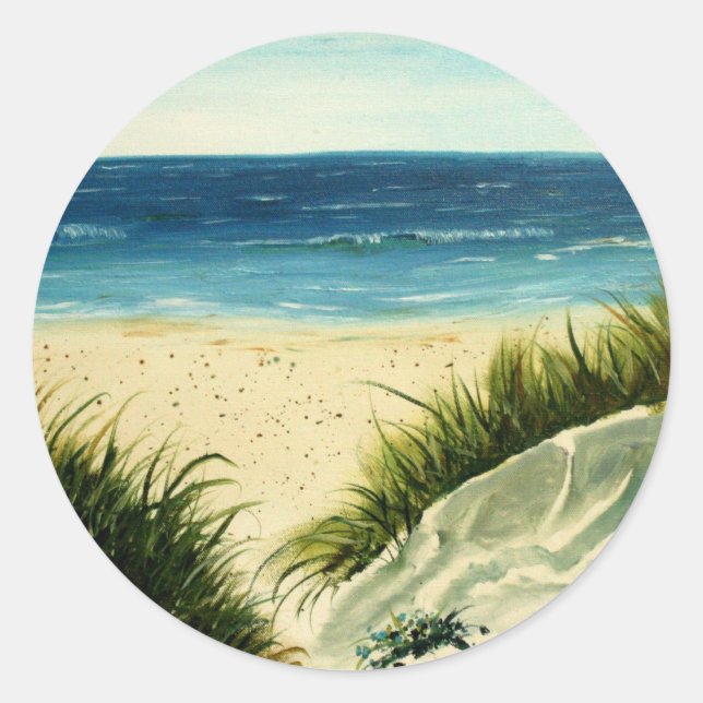 Sticker Rond peinture sur plage de sable d'huile (Devant)