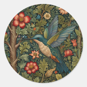Sticker Rond peinture vintage d'oiseaux chanteurs