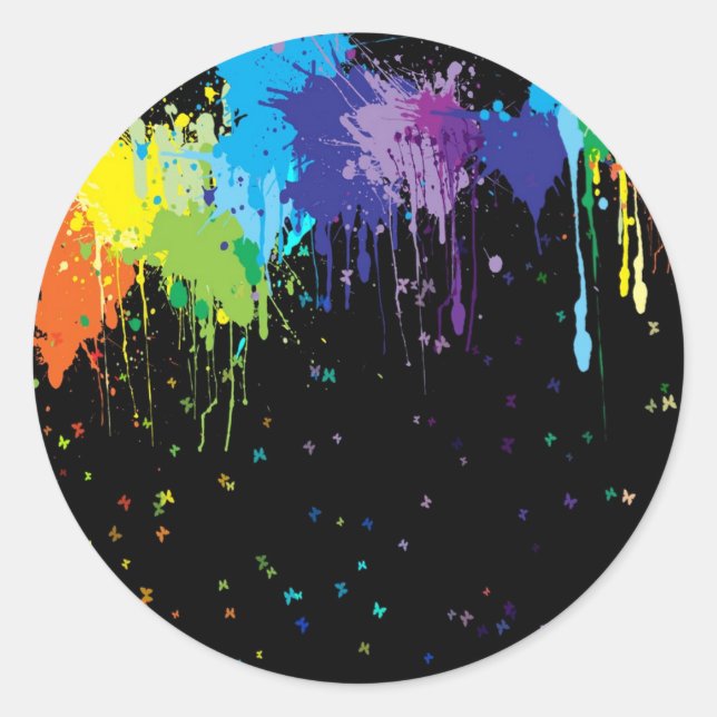 Sticker Rond Peintures à éclaboussures de couleurs Abstraites (Devant)