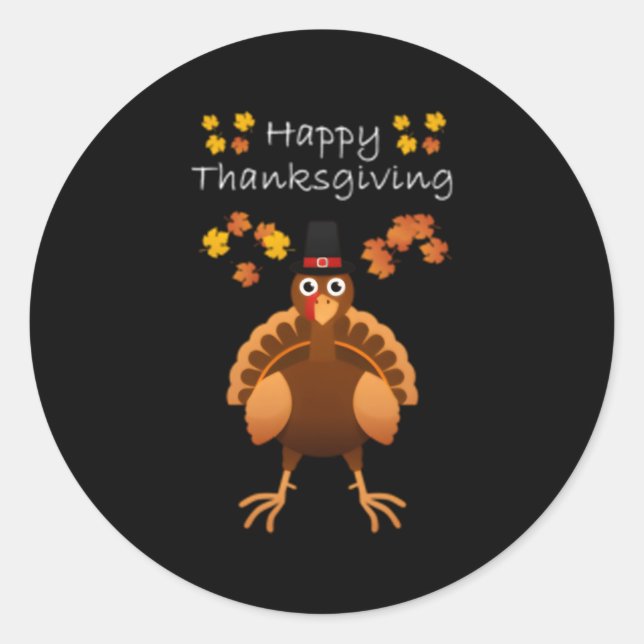 Sticker Rond Pèlerin du bon thanksgiving (Devant)