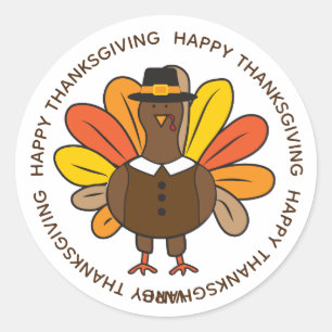 Sticker Rond Pèlerin mignon de la Turquie de thanksgiving