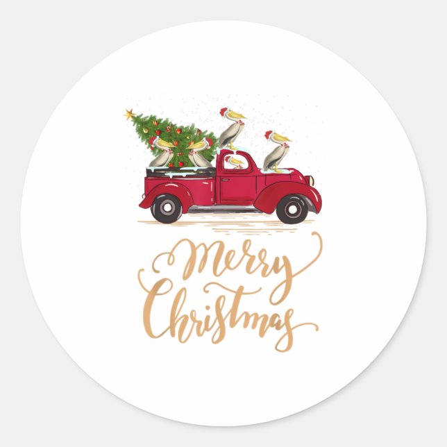 Sticker Rond Pélicans Conduite d'oiseaux Arbre de Noël Tr (Devant)