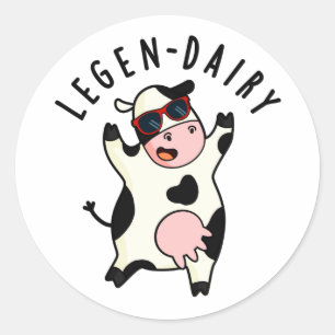 Sticker Rond Peluche de vache drôle de laiterie