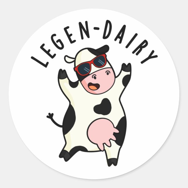 Sticker Rond Peluche de vache drôle de laiterie (Devant)