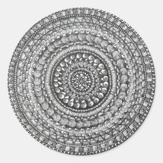 Sticker Rond Pencil Original Art Mandala Design