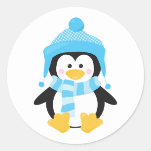 Sticker Rond Penguin Charm Vacances d'hiver