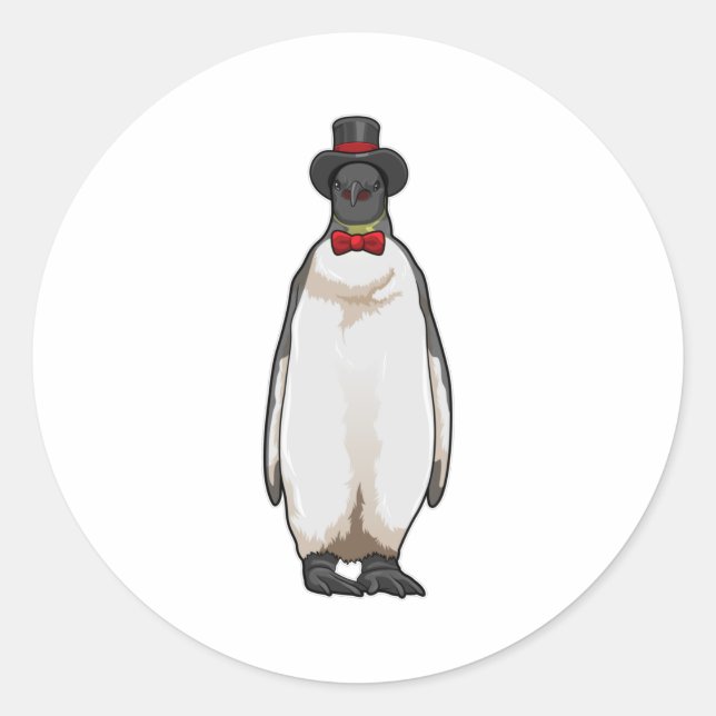 Sticker Rond Penguin comme Gentleman avec Casquette (Devant)
