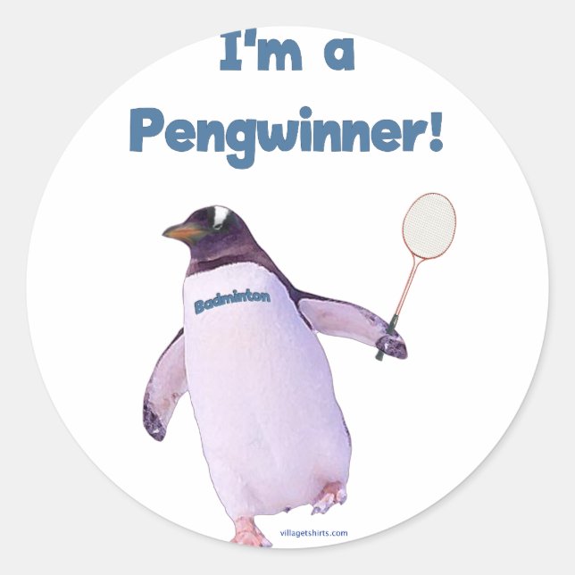 Sticker Rond Penguin de Badminton (Devant)