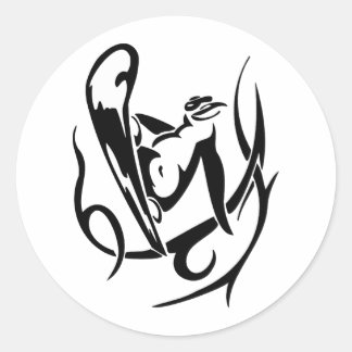 STICKER ROND PENGUIN DE SNOWBOARD