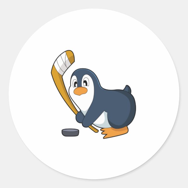 Sticker Rond Penguin Hockey sur glace bâton de hockey sur glace (Devant)