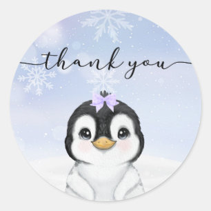 Sticker Rond Penguin Merci Favor