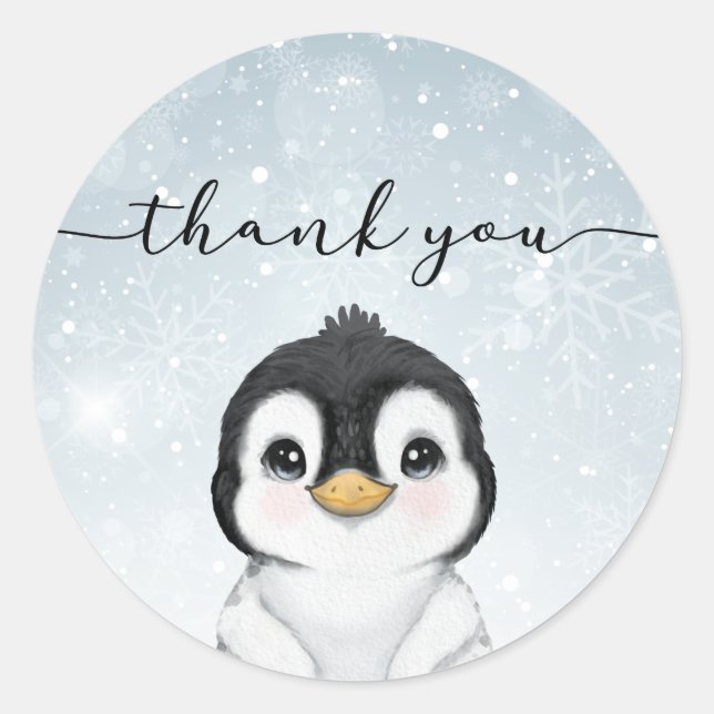 Sticker Rond Penguin Merci Favor (Devant)