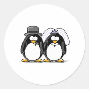 Sticker Rond Penguins de mariée et de chambre