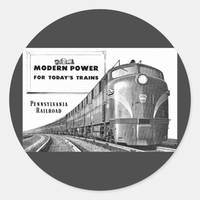 Sticker Rond Pennsylvania Railroad Modern Train Power (Devant)