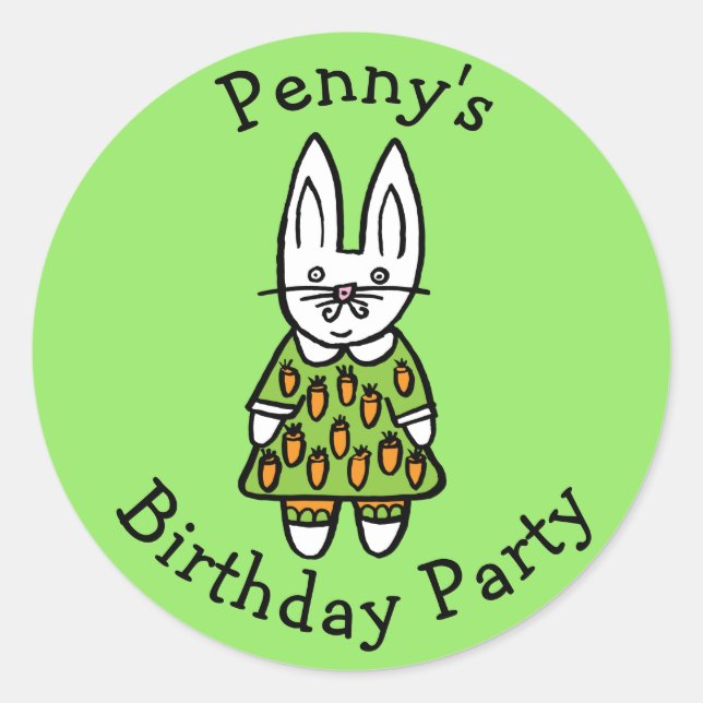 Sticker Rond Penny le lapin fête d'anniversaire (Devant)