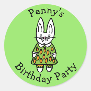 Sticker Rond Penny le lapin fête d'anniversaire