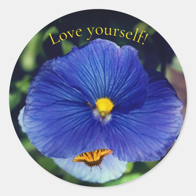 Sticker Rond Pensée bleue violette (Devant)