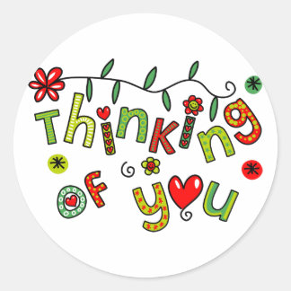 Sticker Rond Penser à votre dessin Doodle Texte
