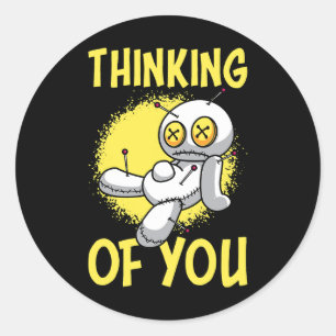 Sticker Rond Penser À Vous Poupées Voodoo Mignonne Et Déplaisan