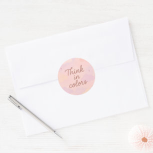 Sticker Rond Pensez en Couleurs – Motivation Esthétique Pastel