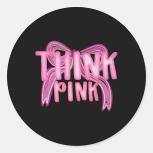 Sticker Rond Pensez Pink Breast Cancer Awareness Ribbon Cadeau