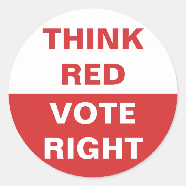 Sticker Rond Pensez que le vote rouge est juste (Devant)