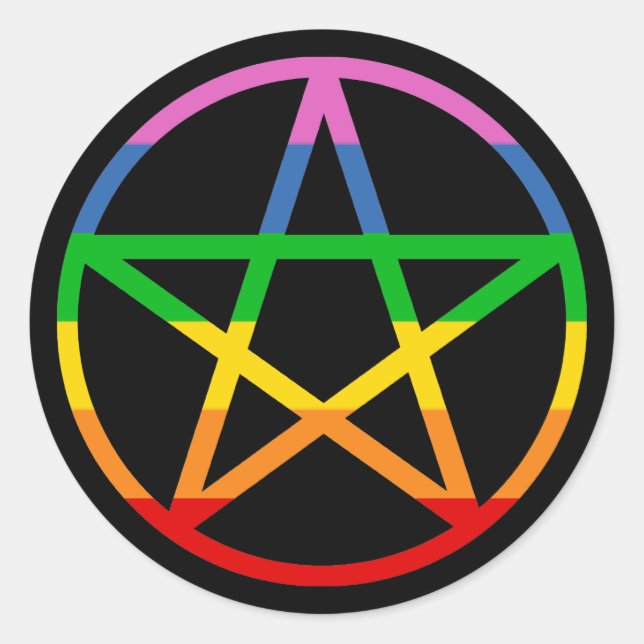 Sticker Rond Pentacle arc-en-ciel (Devant)
