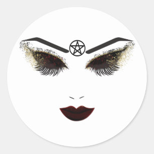 Sticker Rond Pentacle Beauté Visage Lashes & Lèvres foncées Maq
