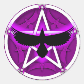 Sticker Rond Pentacle de corbeau - pourpre