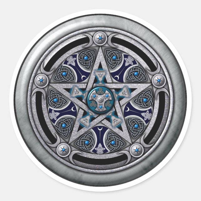 Sticker Rond Pentacle féminin de l'Argent Pagan (Devant)
