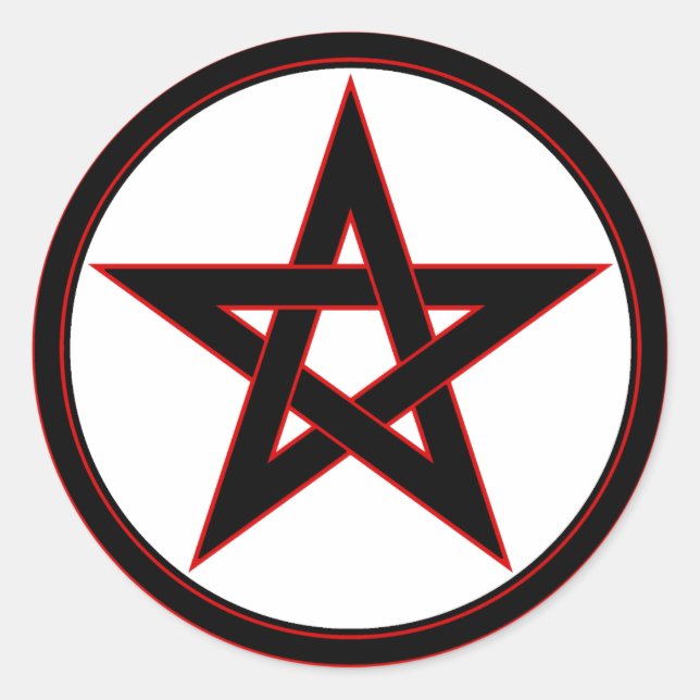 Sticker Rond Pentacle noir et rouge (Devant)