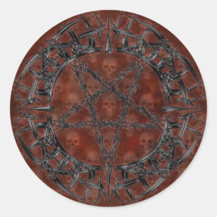 Sticker Rond Pentagone étoilé tribal noir