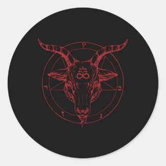 Sticker Rond Pentagram Tête de chèvre Baphomet Satanic