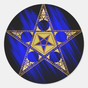 Sticker Rond Pentagramme avec étoile vers le bas