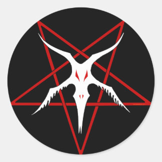 Sticker Rond Pentagramme Baphomet simplifié - Noir